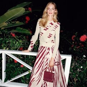 Tory Burch Lucea Zebra Print Garden Party sweater XS NWT